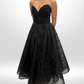 REBECCA VALLANCE Black Mesh Belted Strapless Dress Sz 8