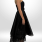 REBECCA VALLANCE Black Mesh Belted Strapless Dress Sz 8