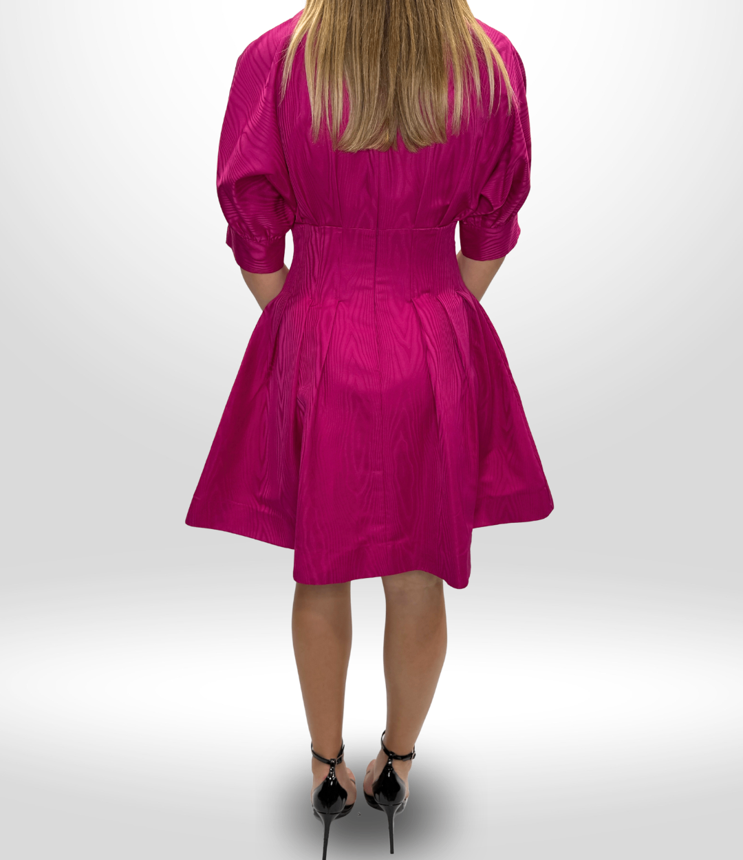 REBECCA VALLANCE Pink Embellished collar dress - size 8