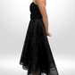 REBECCA VALLANCE Black Mesh Belted Strapless Dress Sz 8
