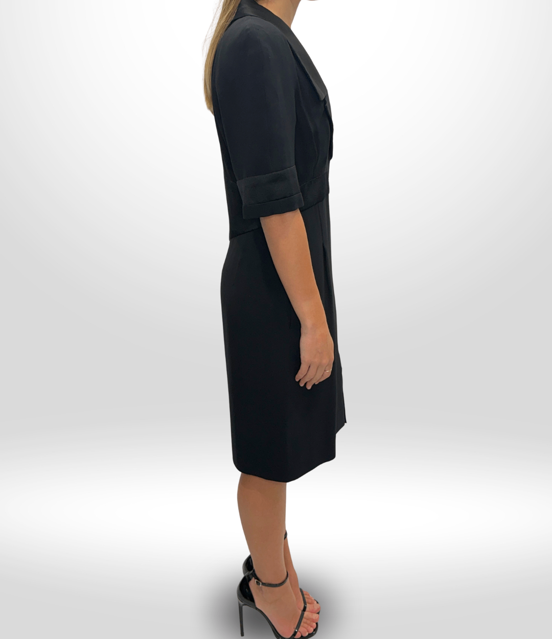 CHANEL 07A Black Satin-Trim Tuxedo Dress