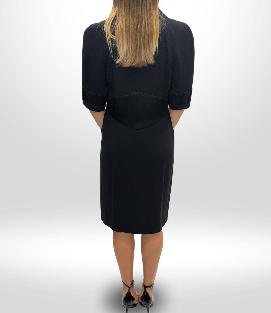 CHANEL 07A Black Satin-Trim Tuxedo Dress
