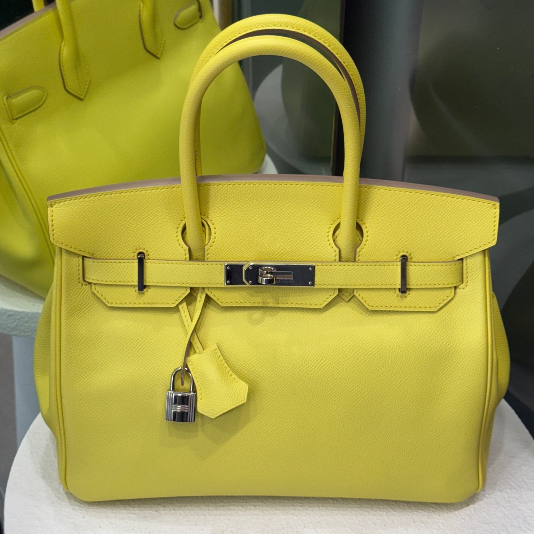 HERMÈS Birkin 30 Epsom Yellow Lime Palladium Hardware