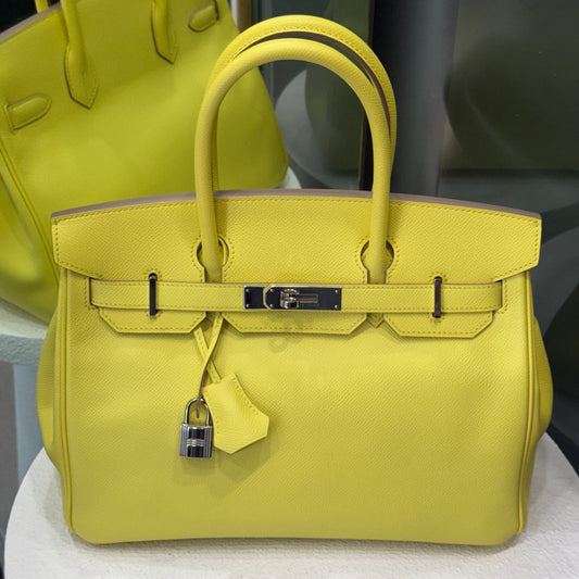 HERMÈS Birkin 30 Epsom Yellow Lime Palladium Hardware