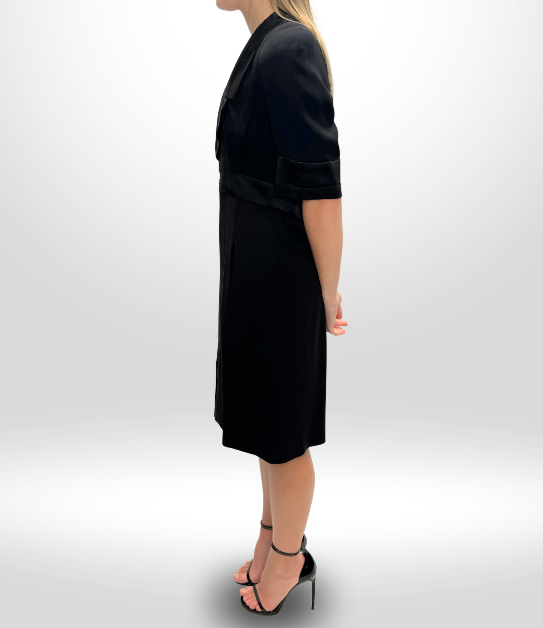 CHANEL 07A Black Satin-Trim Tuxedo Dress