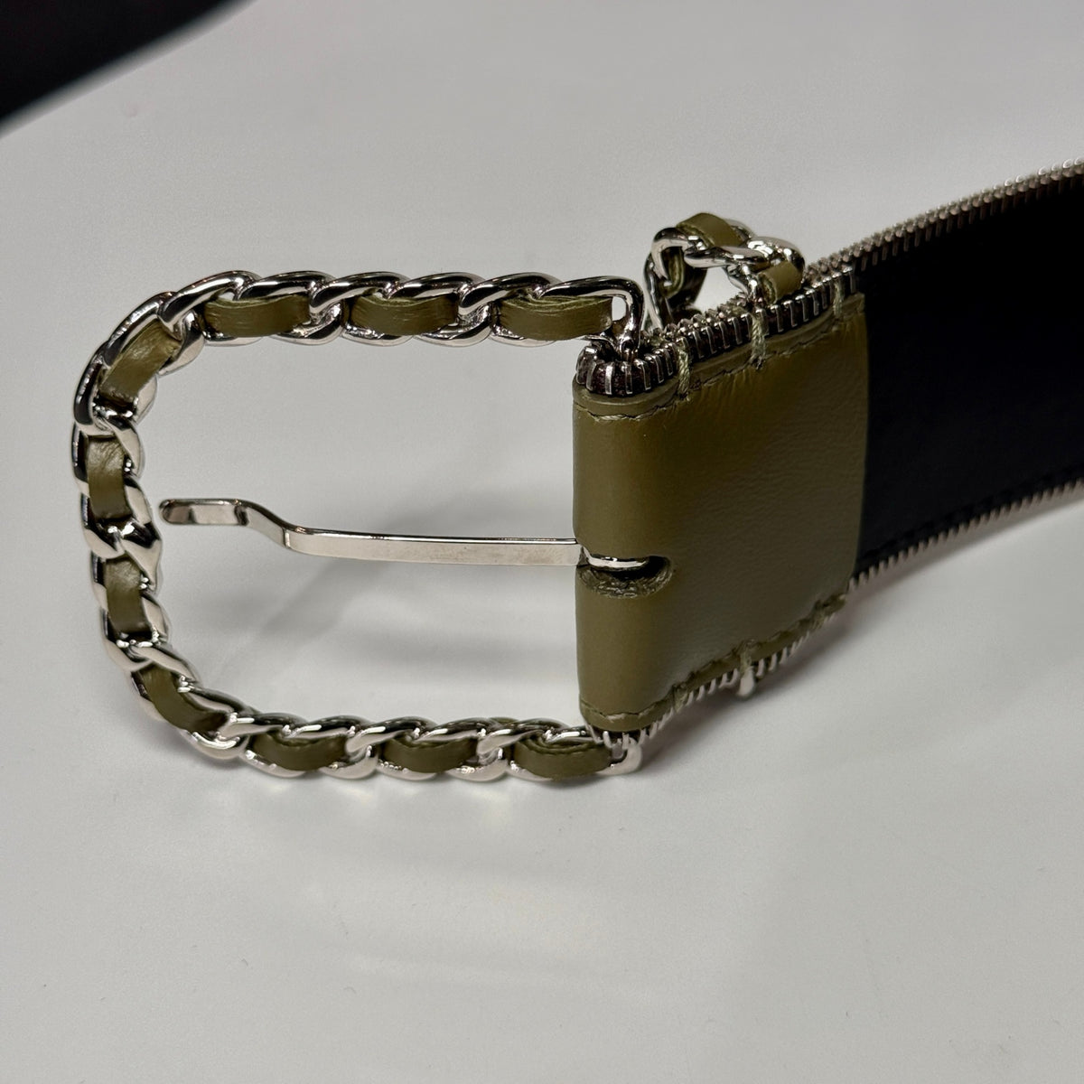 CHANEL Green Silver Belt