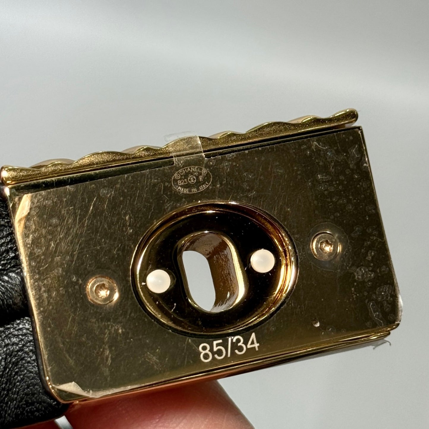 CHANEL CC Black Leather Scrunch Belt