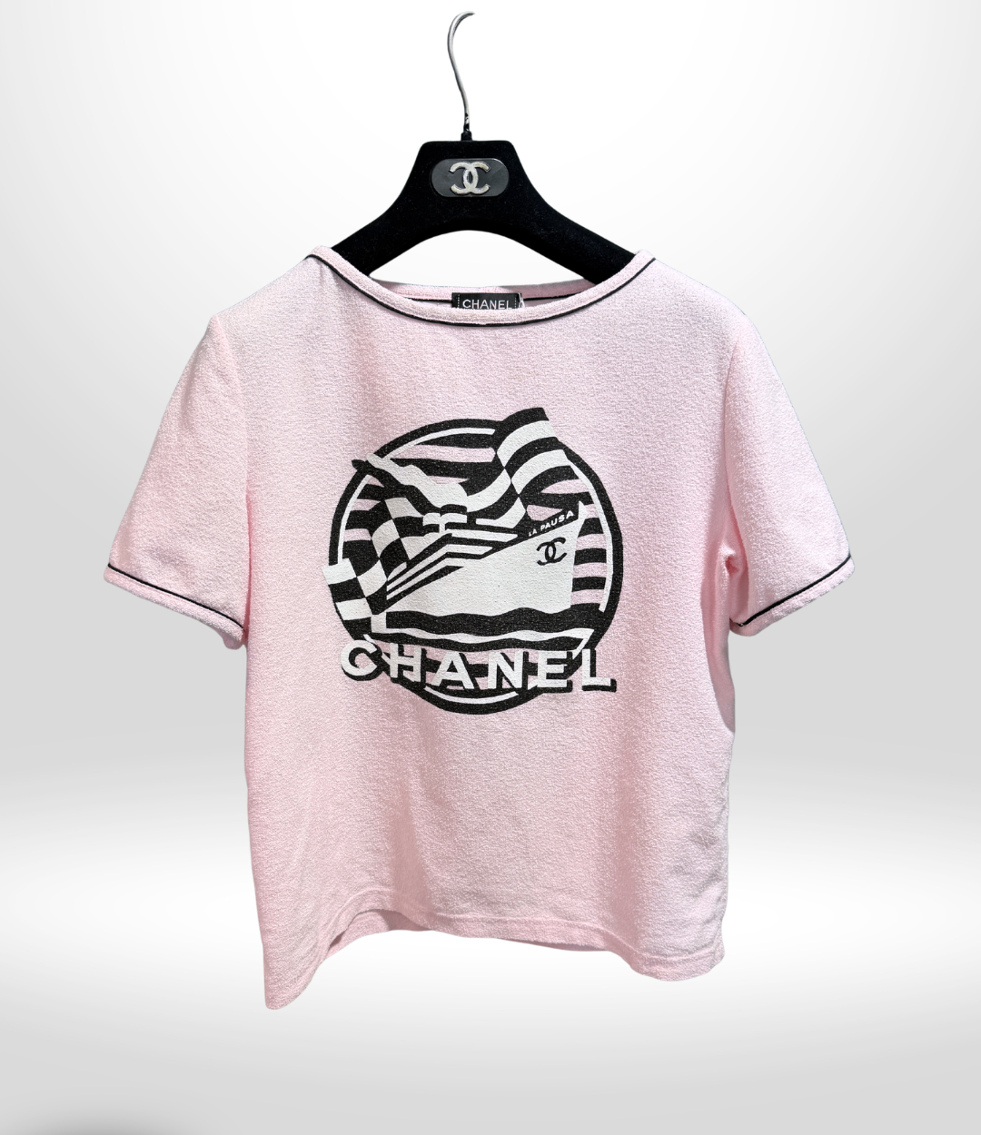 CHANEL Cruise Pink Terry Top Sz 36