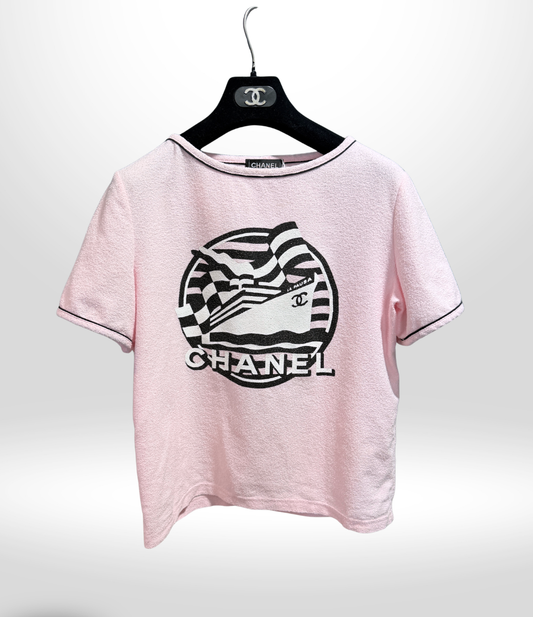CHANEL Cruise Pink Terry Top Sz 36
