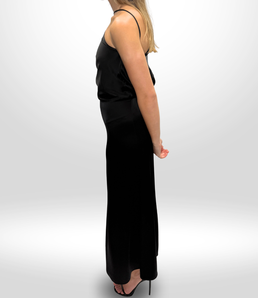 ESSE Black Midi One Shoulder Dress Sz 8
