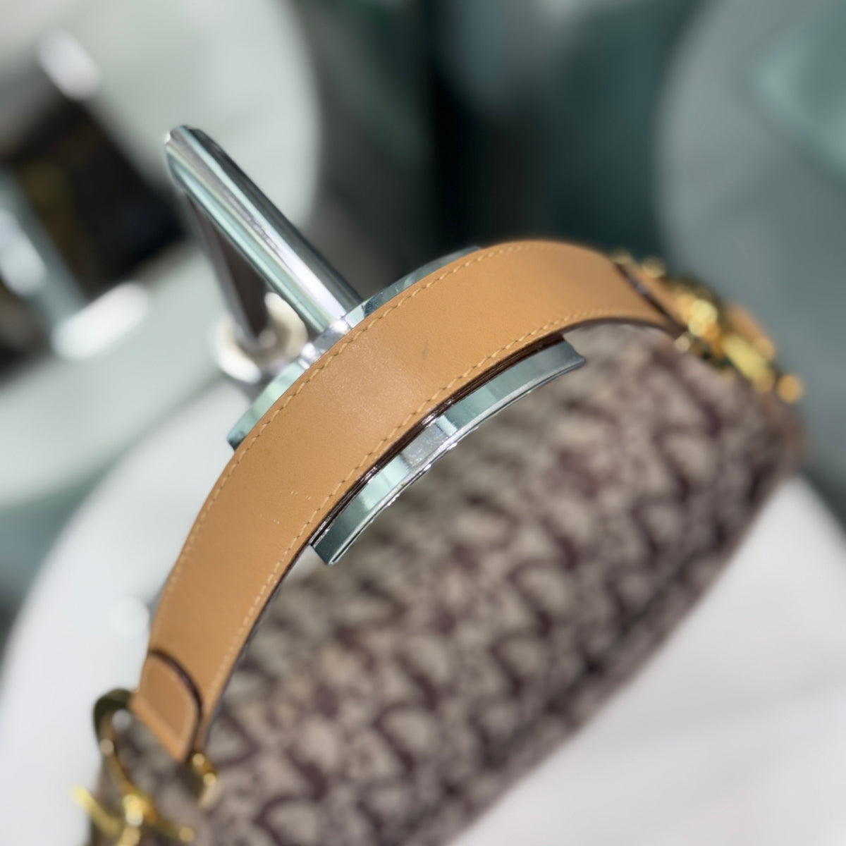 DIOR Vintage Brown Oblique Canvas Double Saddle Bag