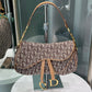DIOR Vintage Brown Oblique Canvas Double Saddle Bag