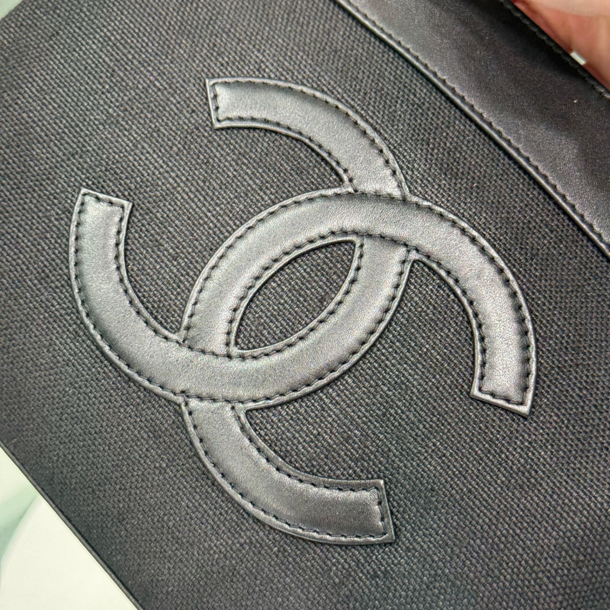 CHANEL Vintage Mini CC Canvas Tote -Black