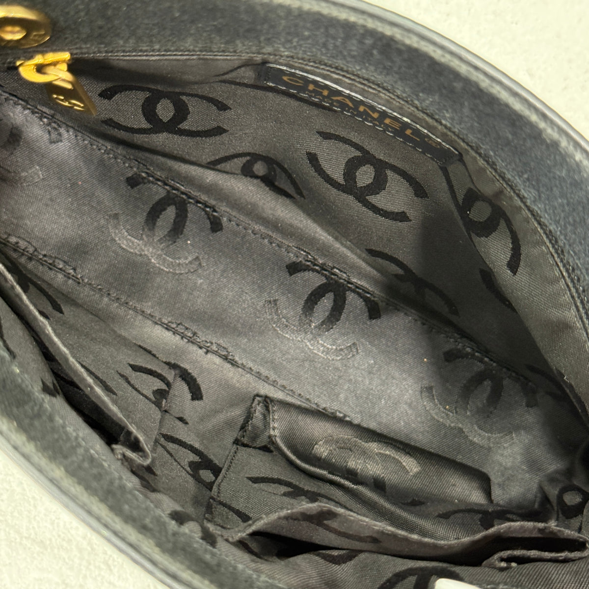 CHANEL Vintage Mini CC Canvas Tote -Black