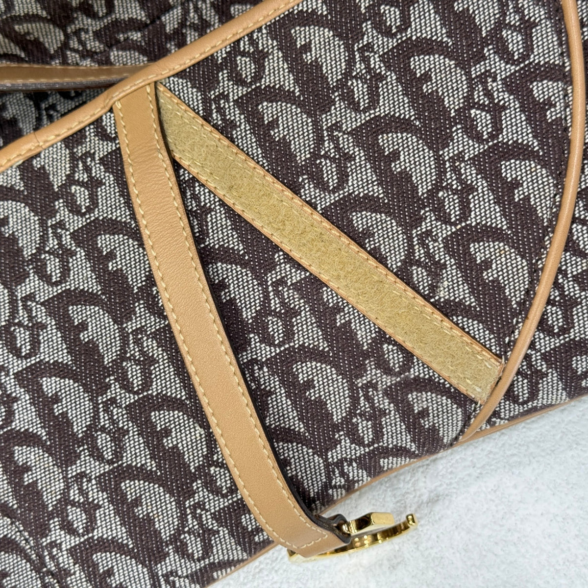 DIOR Vintage Brown Oblique Canvas Double Saddle Bag