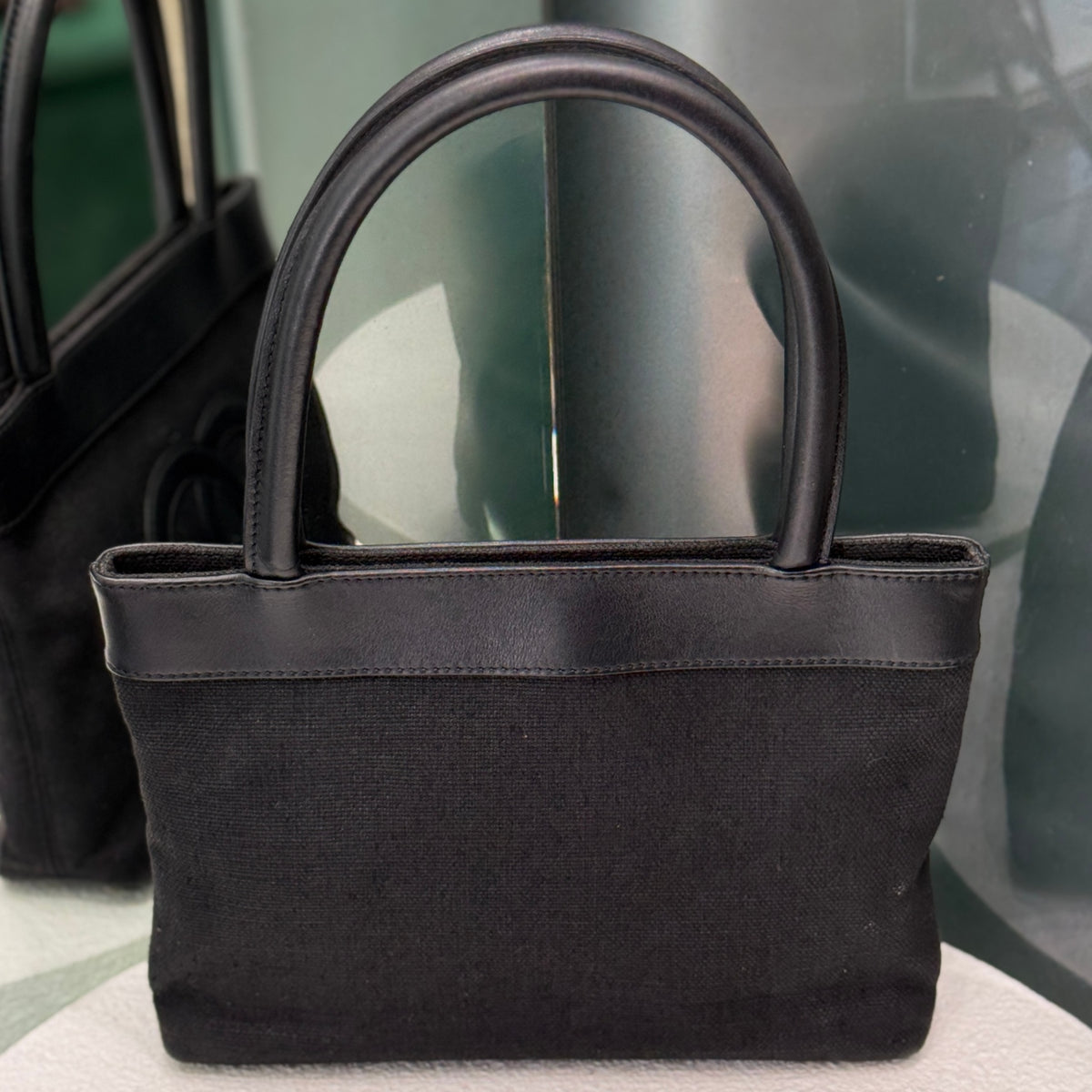 CHANEL Vintage Mini CC Canvas Tote -Black
