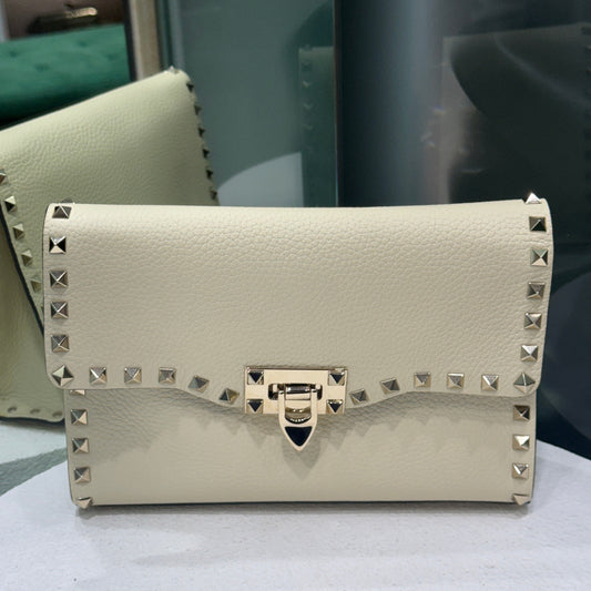 VALENTINO Small Rockstud Crossbody Ivory