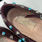 VALENTINO Burgundy Rockstud Flats Sz 42