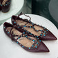 VALENTINO Burgundy Rockstud Flats Sz 42