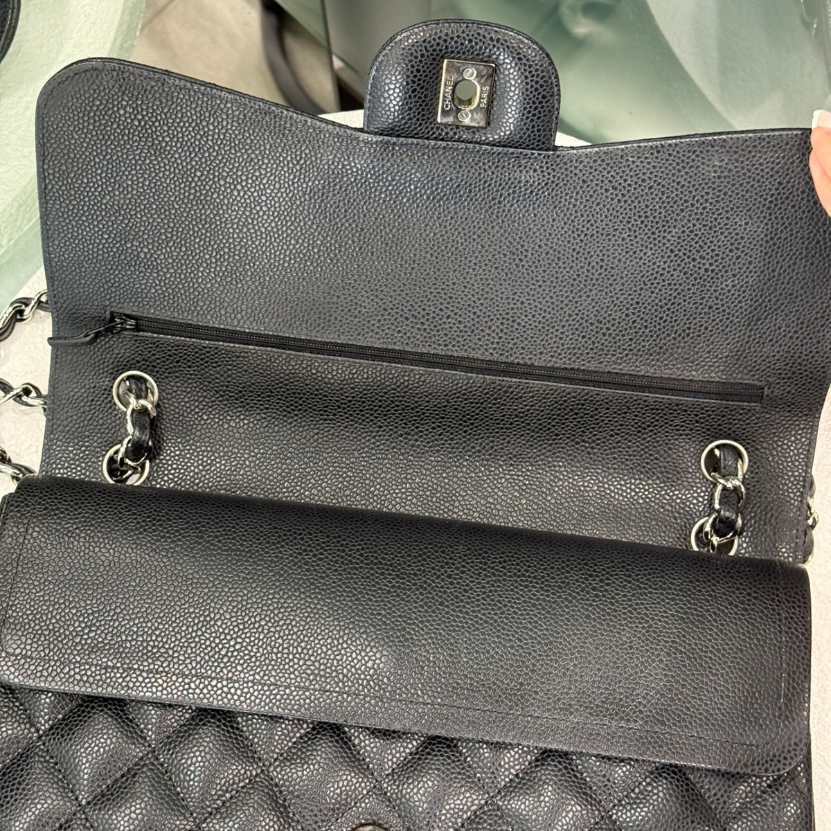 CHANEL Vintage Jumbo Caviar Silver Hardware 2009