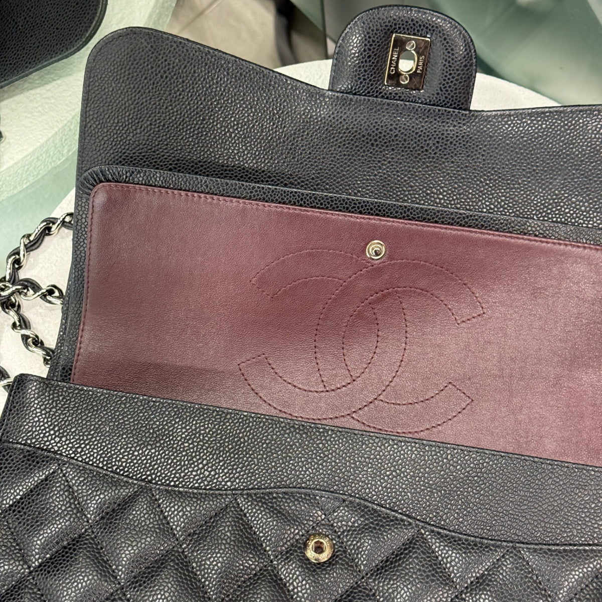 CHANEL Vintage Jumbo Caviar Silver Hardware 2009