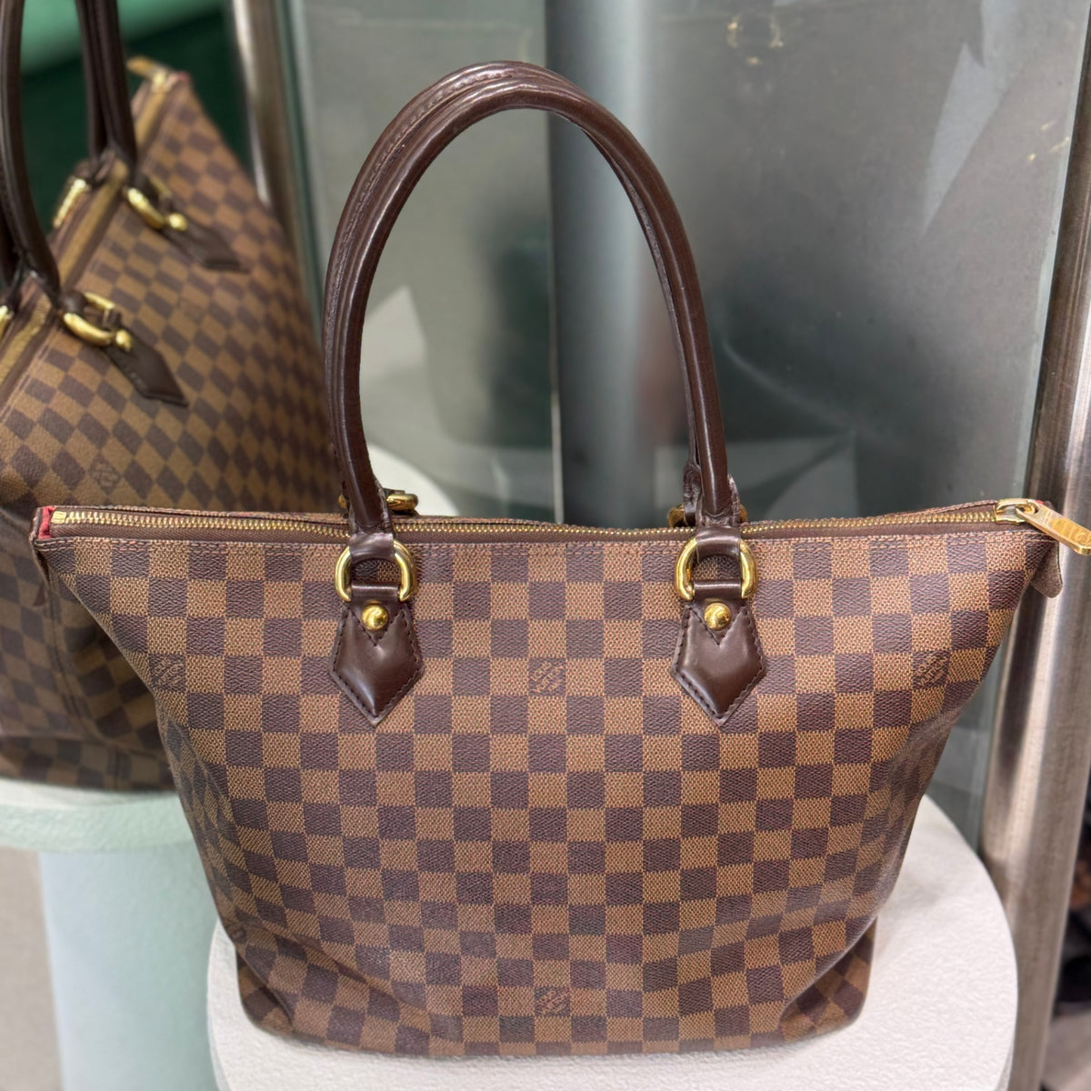 LOUIS VUITTON Damier Brown Checked Neverfull