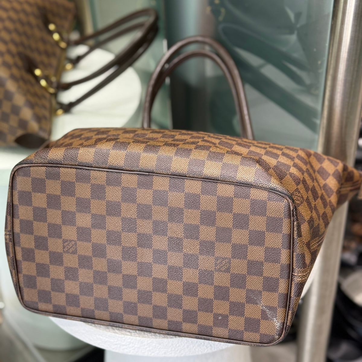 LOUIS VUITTON Damier Brown Checked Neverfull