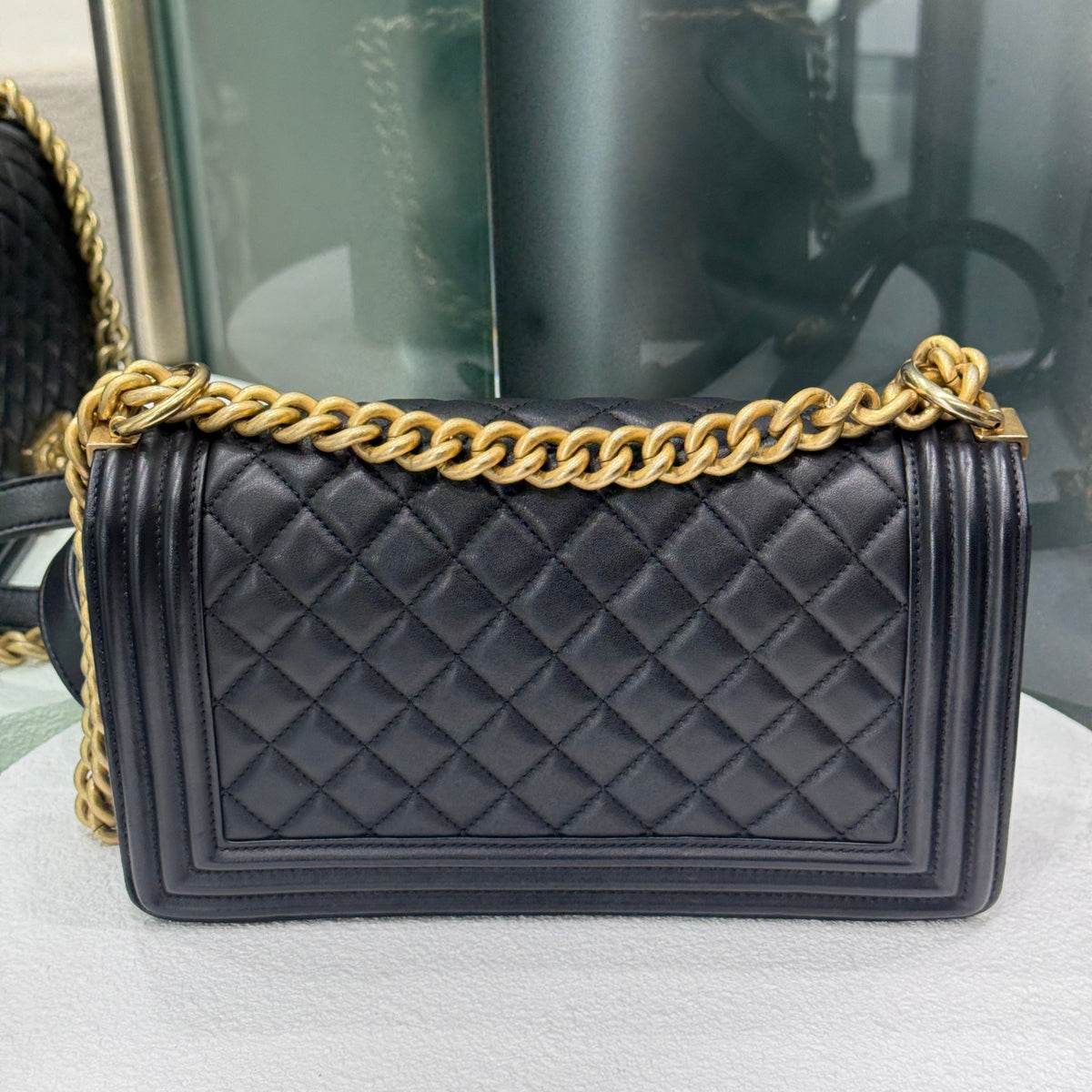 CHANEL Boy Medium Lambskin Black GHW