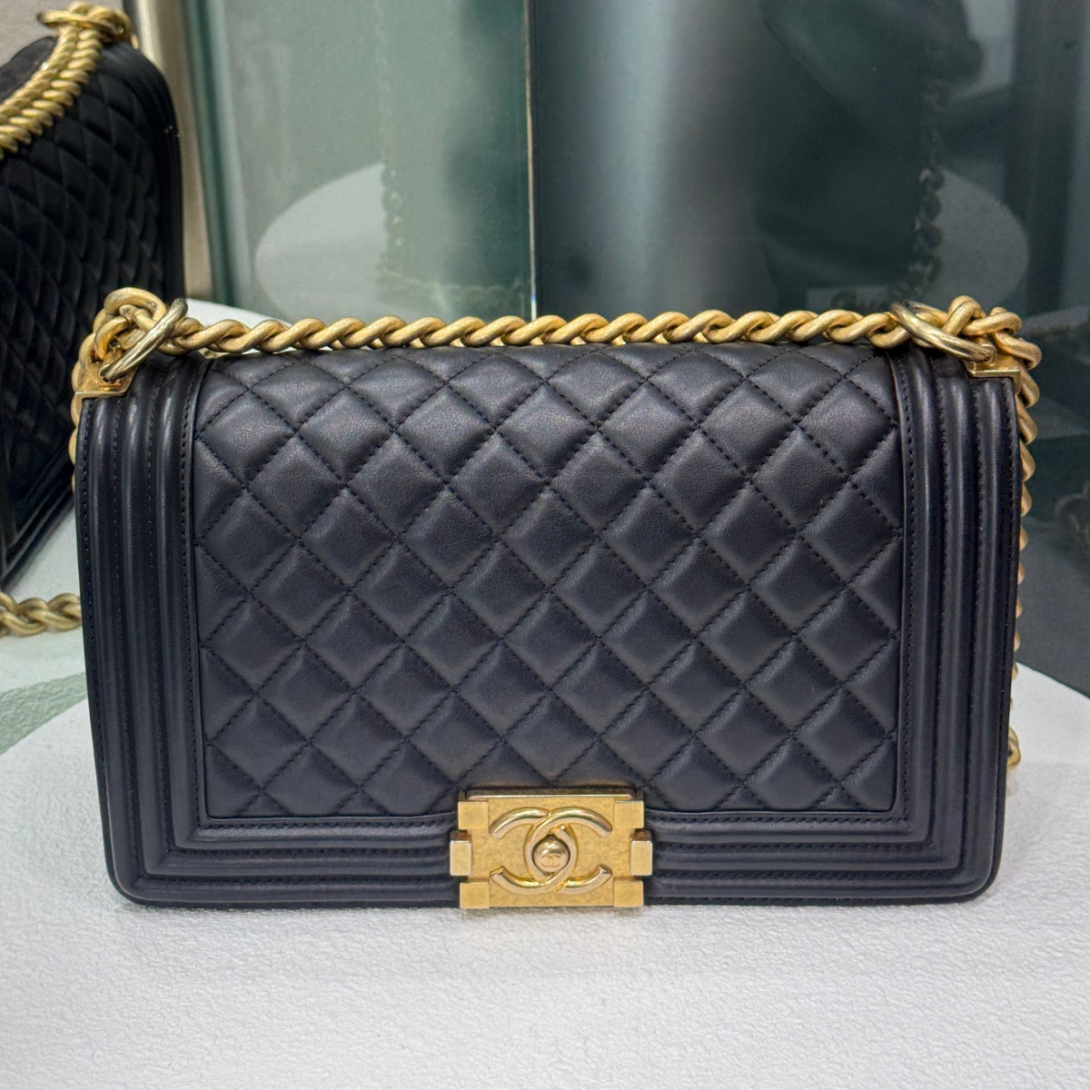 CHANEL Boy Medium Lambskin Black GHW