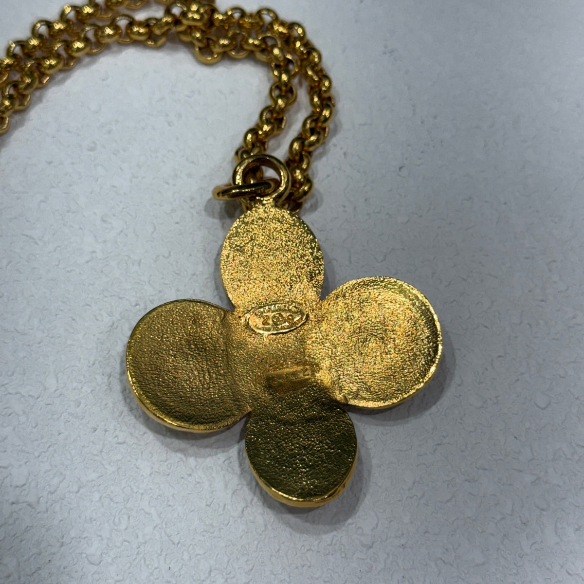 CHANEL Gold CC Clover Chain Necklace