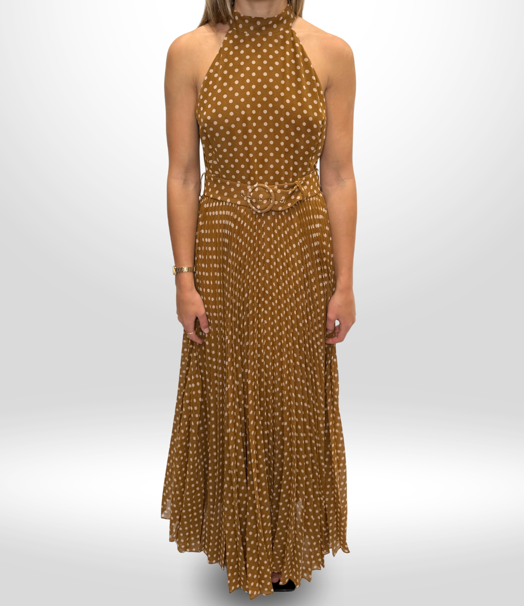 ZIMMERMANN Brown Polkadot Halter Neck Dress Sz 2