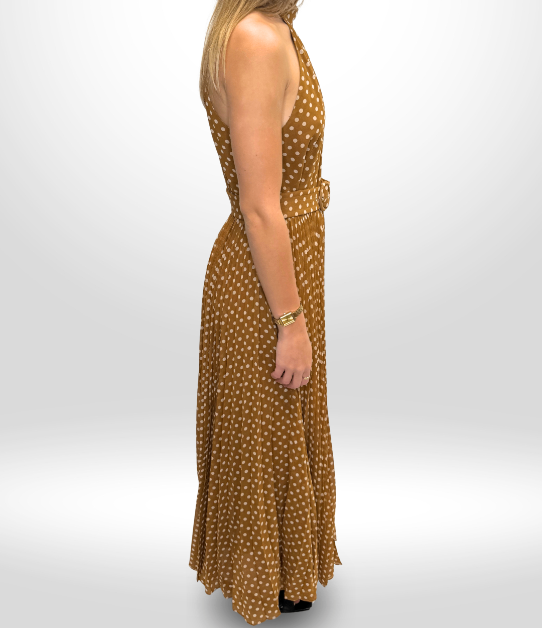 ZIMMERMANN Brown Polkadot Halter Neck Dress Sz 2