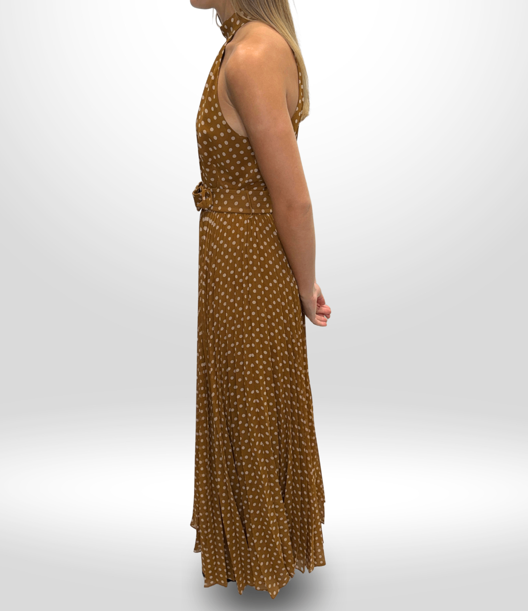ZIMMERMANN Brown Polkadot Halter Neck Dress Sz 2