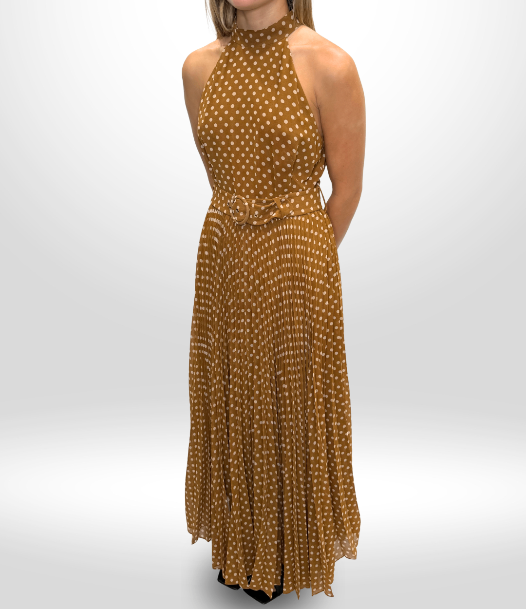 ZIMMERMANN Brown Polkadot Halter Neck Dress Sz 2
