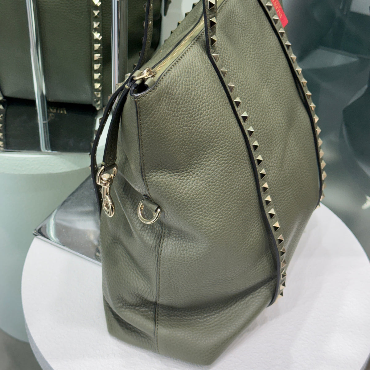 VALENTINO Olive Green Rockstud Tote