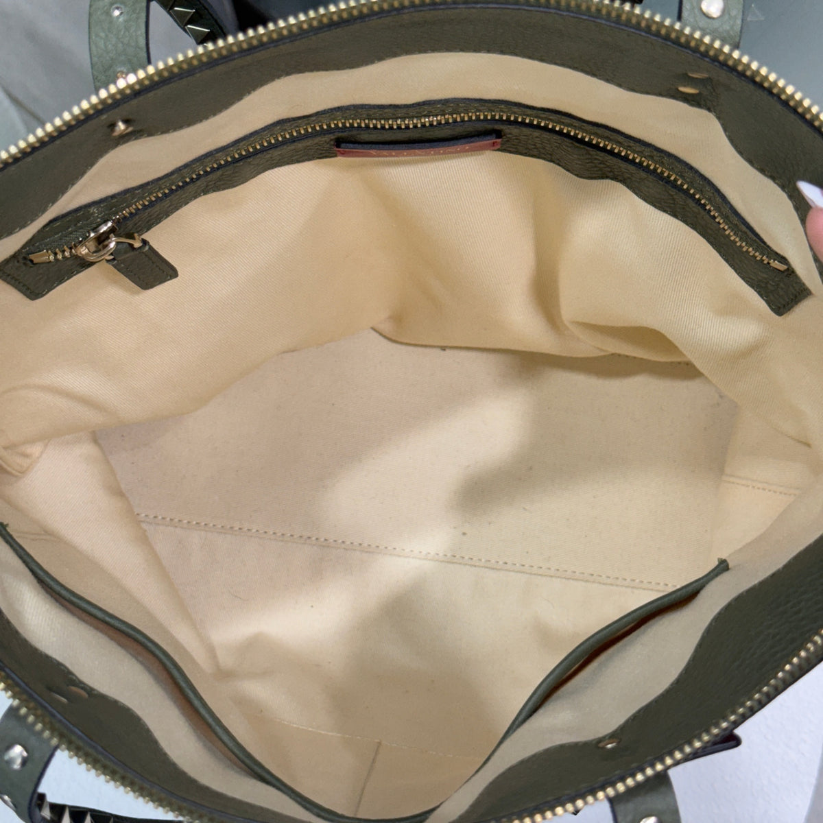 VALENTINO Olive Green Rockstud Tote