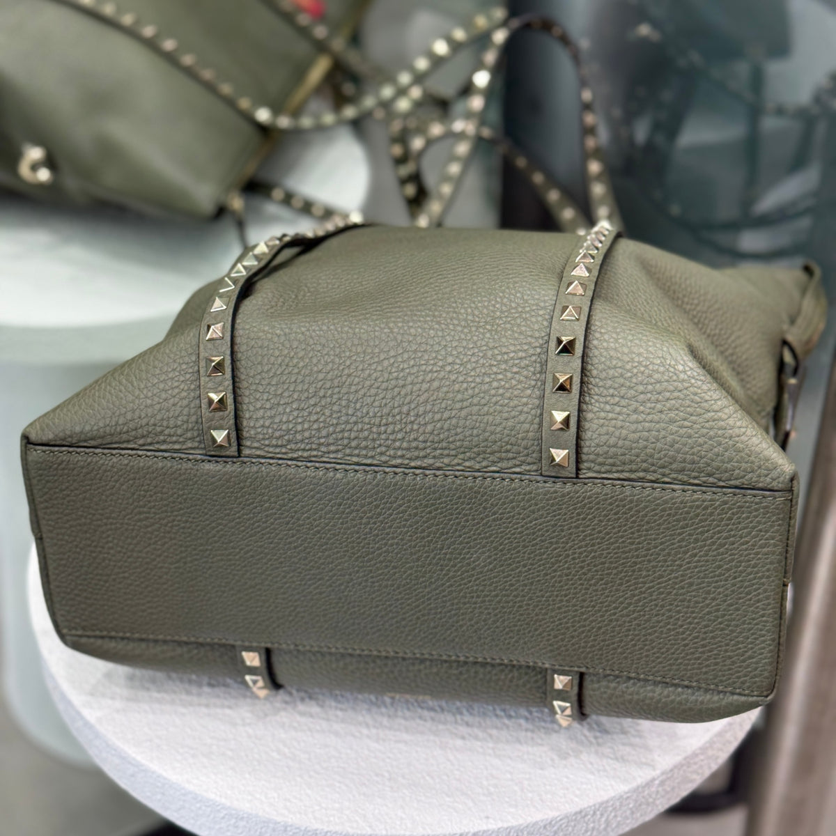 VALENTINO Olive Green Rockstud Tote
