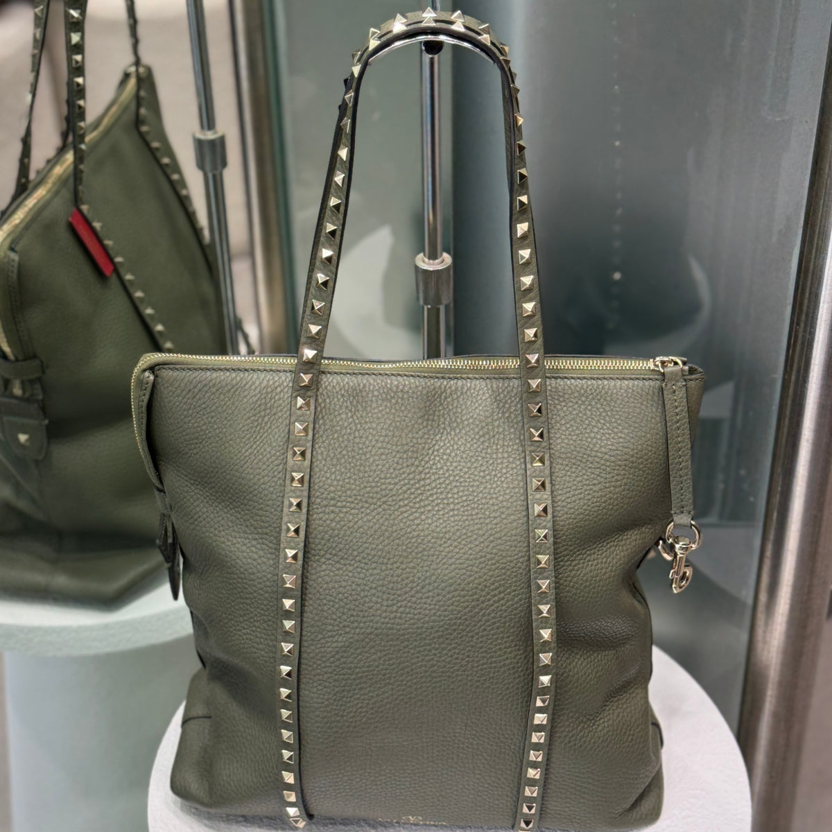 VALENTINO Olive Green Rockstud Tote