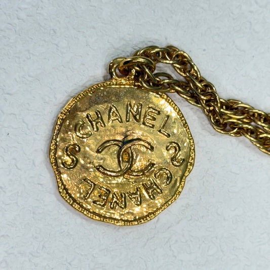 CHANEL Gold CC Pendant Necklace