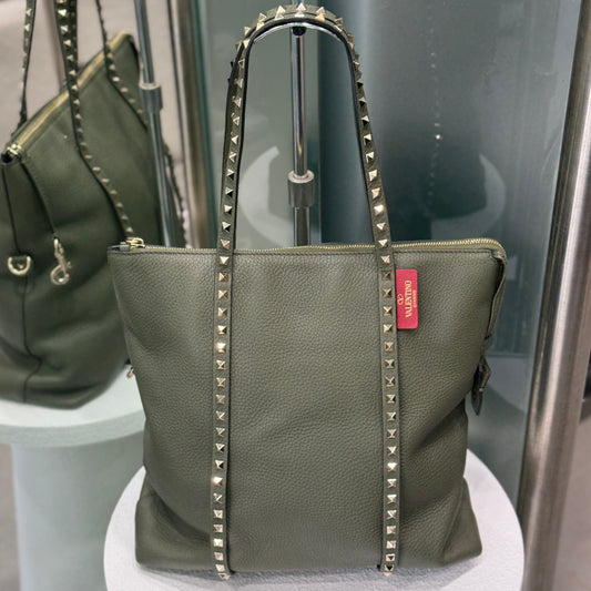 VALENTINO Olive Green Rockstud Tote