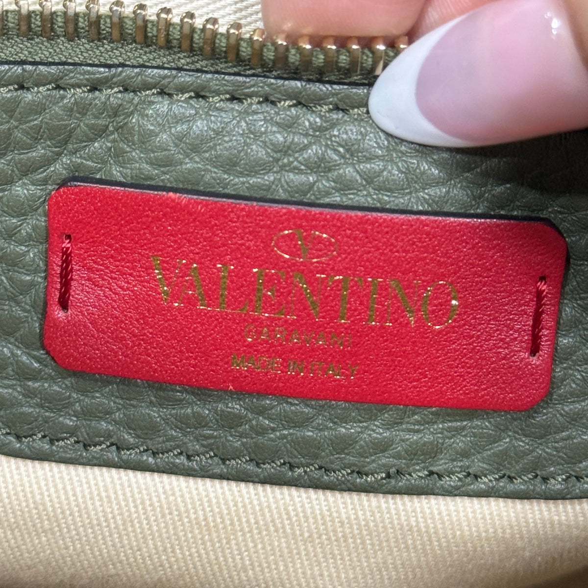VALENTINO Olive Green Rockstud Tote