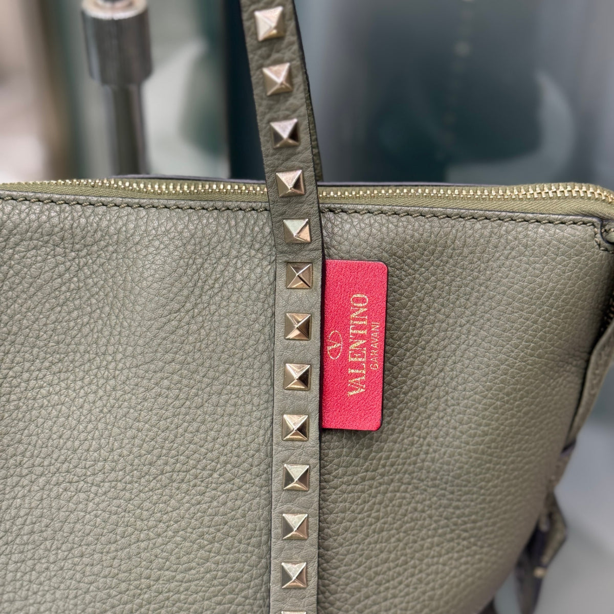VALENTINO Olive Green Rockstud Tote