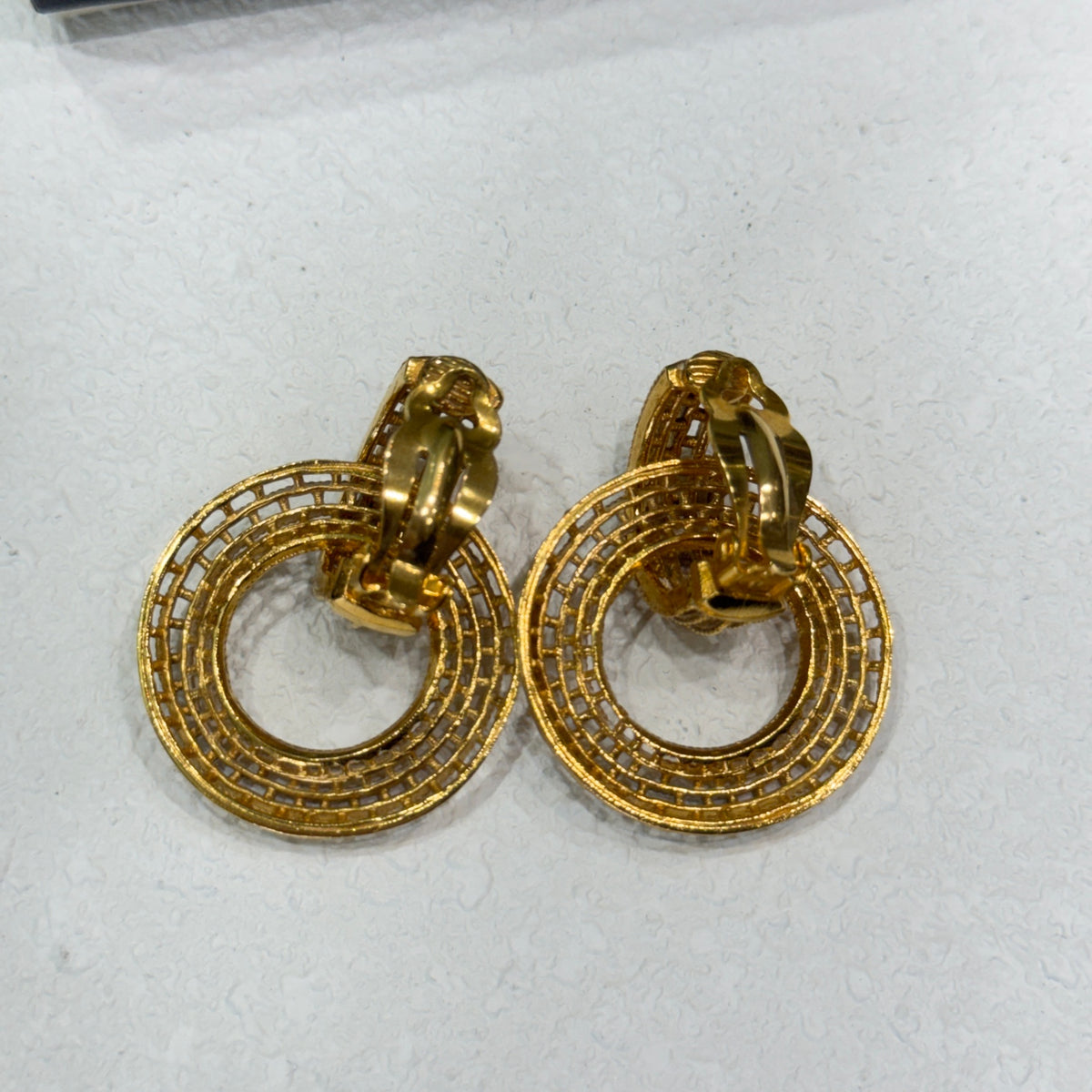 CHANEL Gold Doorknocker Clip Earrings