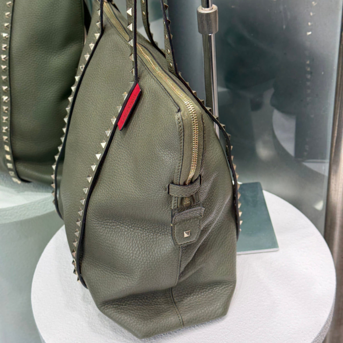VALENTINO Olive Green Rockstud Tote