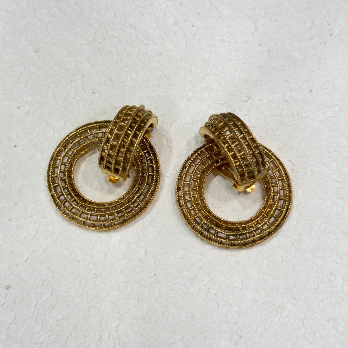 CHANEL Gold Doorknocker Clip Earrings