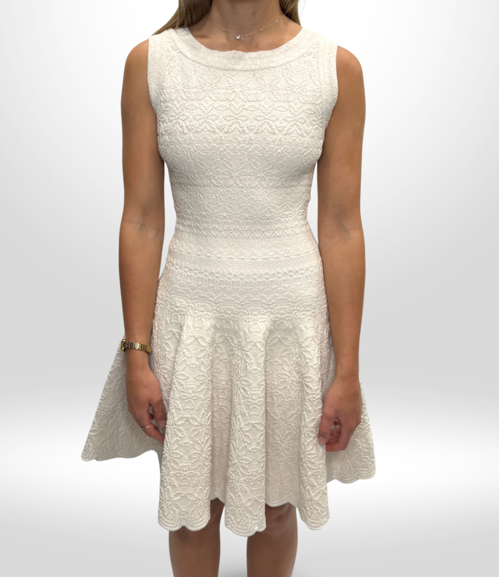 ALAÏA Creme Patterned Mini Dress