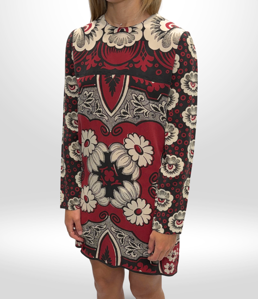 VALENTINO Silk Chiffon Patterned Dress Size 44