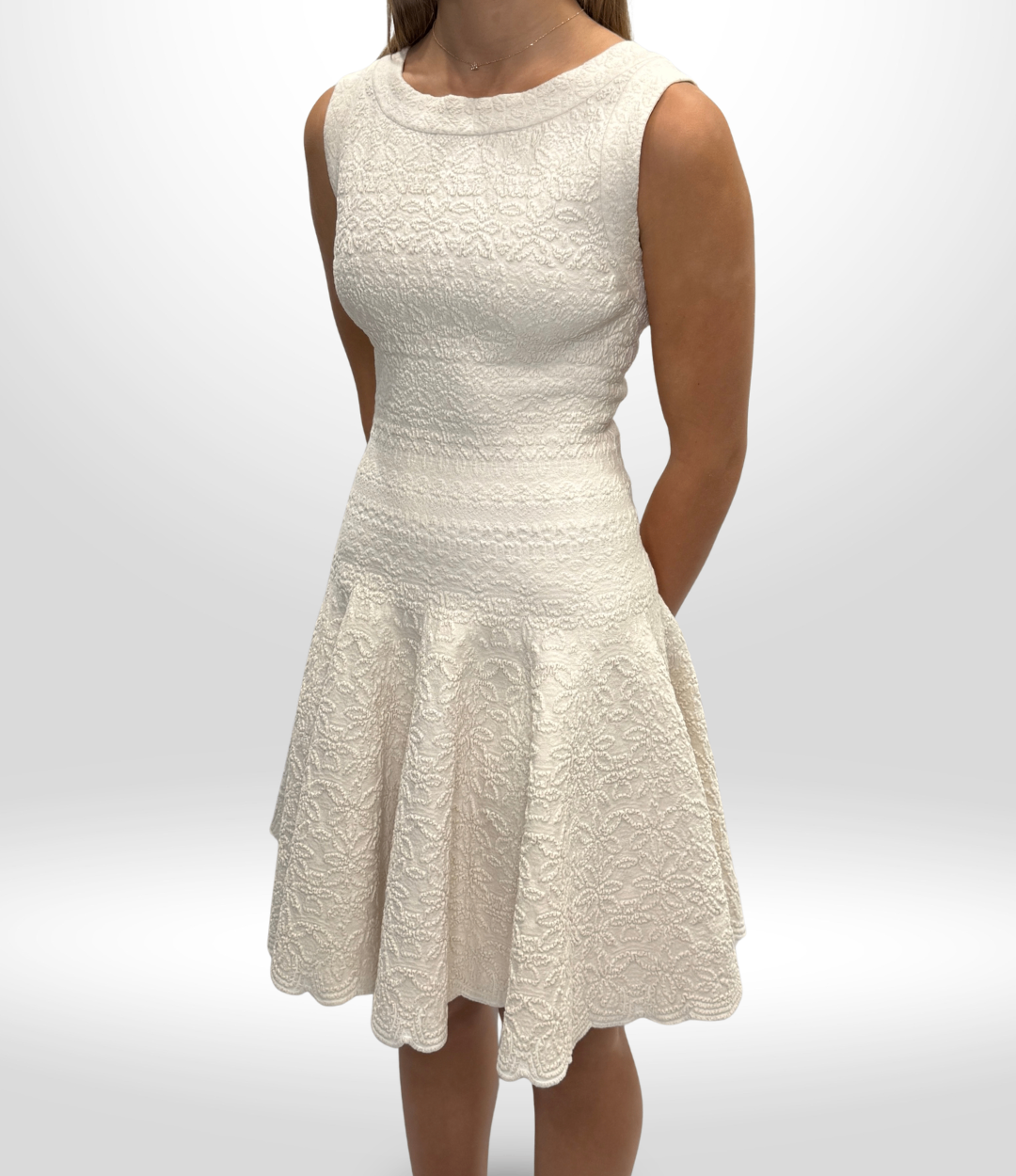 ALAÏA Creme Patterned Mini Dress