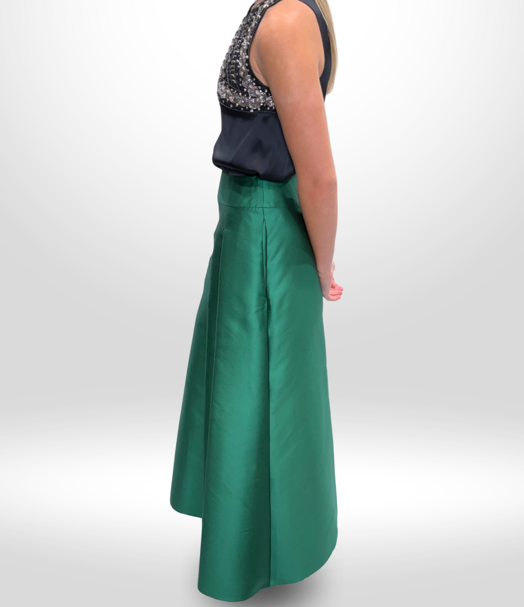 ALBERTA FERRETTI Emerald Green Silk Skirt Sz 38