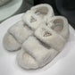 PRADA White Fluffy Dad Sandals Sz 36